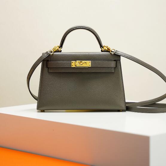 【エルメス HERMES】ミニケリードゥ ヴォーエプソン エタン ゴールド金具（100％手縫い）